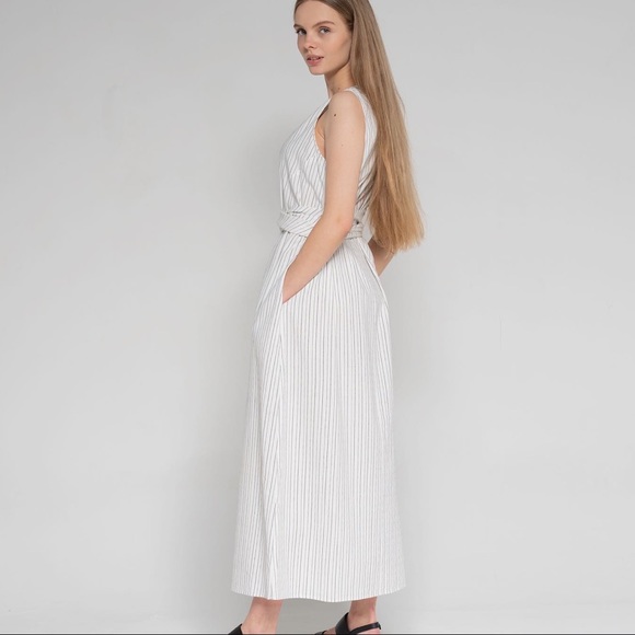 White striped cotton midi dress - Picture 4 of 11